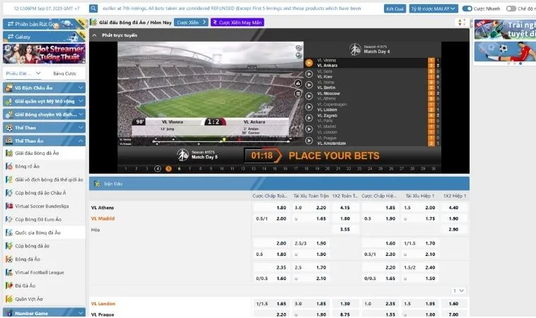 Chinh Phục Đấu Trường Cá Cược Thể Thao Ảo BJ88 Siêu Tốc 2 Giao diện cá cược Thể Thao Ảo BJ88