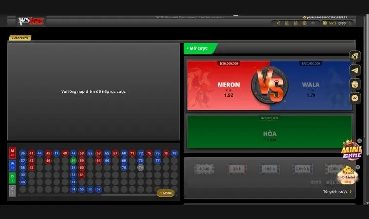 Giao diện cá cược Đá Gà WS168 Tại BJ88