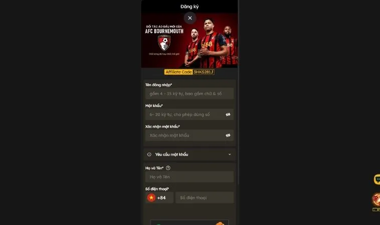 Hướng Dẫn Đăng Ký BJ88 Nhận Ngay 100K Trải Nghiệm Cực Dễ 2 Giao diện đăng ký BJ88