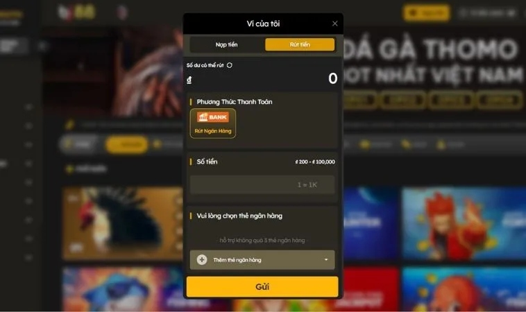 Hướng Dẫn Rút Tiền BJ88 Về Tài Khoản Chỉ Trong Vài Phút 2 Giao diện rút tiền BJ88