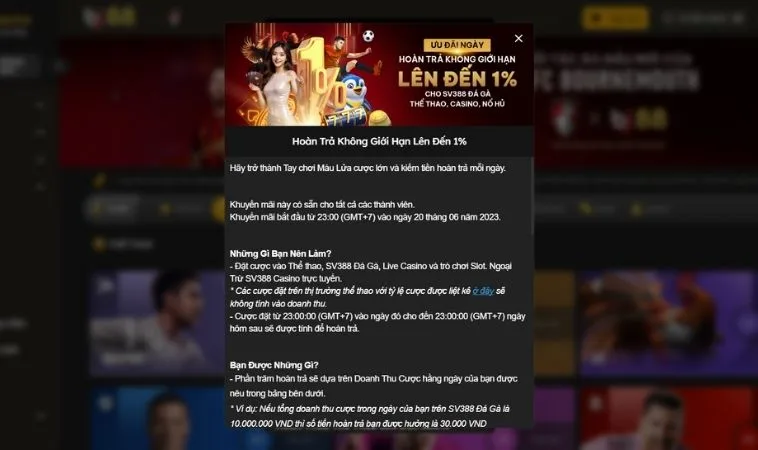 Chương trình Hoàn Trả Không Giới Hạn Tại Nhà Cái BJ88